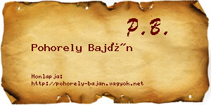 Pohorely Baján névjegykártya